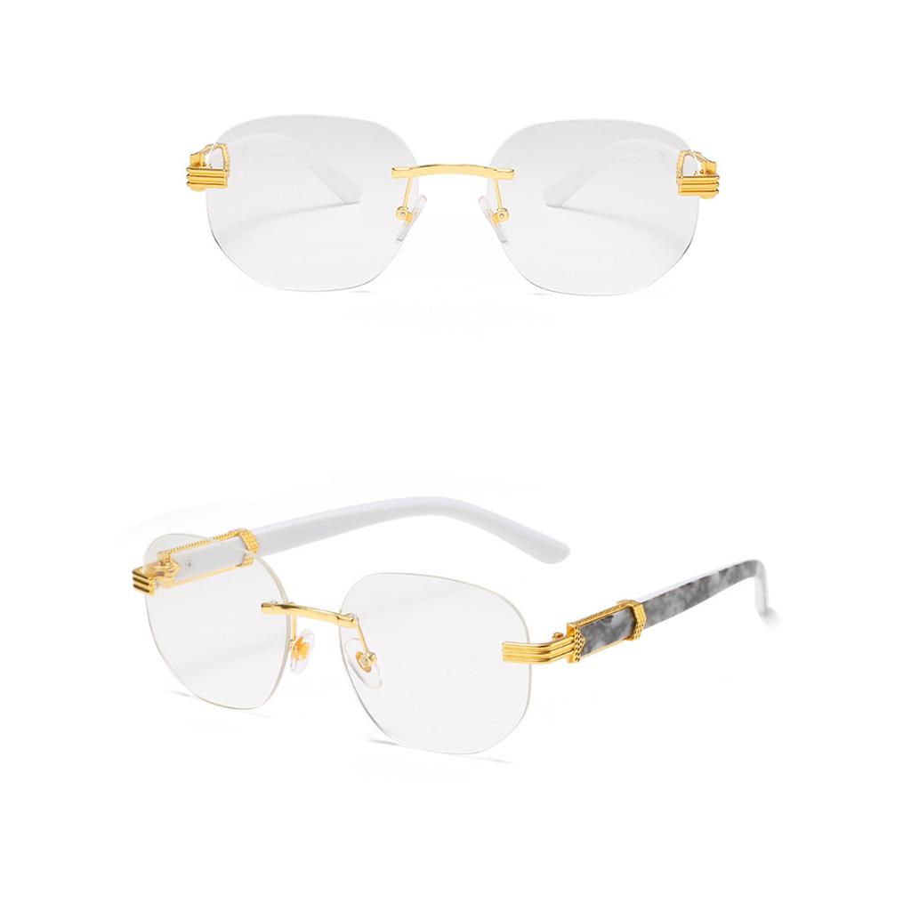 Men Women Fashion Retro Square Hip Hop Sunglasses Luxury Gold Rimless Shades Glasses