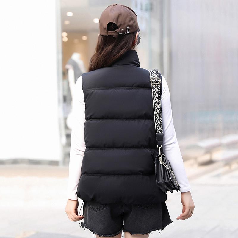 Women Autumn Winter Thicken Outwear Waistcoat Cotton Padded Stand Collar Sleeveless Warm Jacket Coat Vest