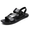 Men's Sandals Solid Color Open Toe Mens Leather Sandals 2024 New Slippers Beach for Male Leather Footwear