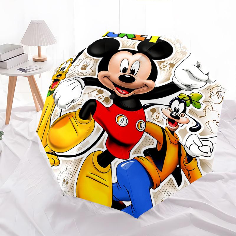 Mickey Mouse, Pluto Themed Automatic Opening and Closing Umbrella, Brightly Colored 8-rib Portable Umbrella, Suitable for Men and Women, A Perfect Gif