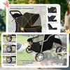 Dog Pram, Pet Stroller with Reflective Strips, Foldable Cat Stroller with 360 degrees Swivel Wheels, Black