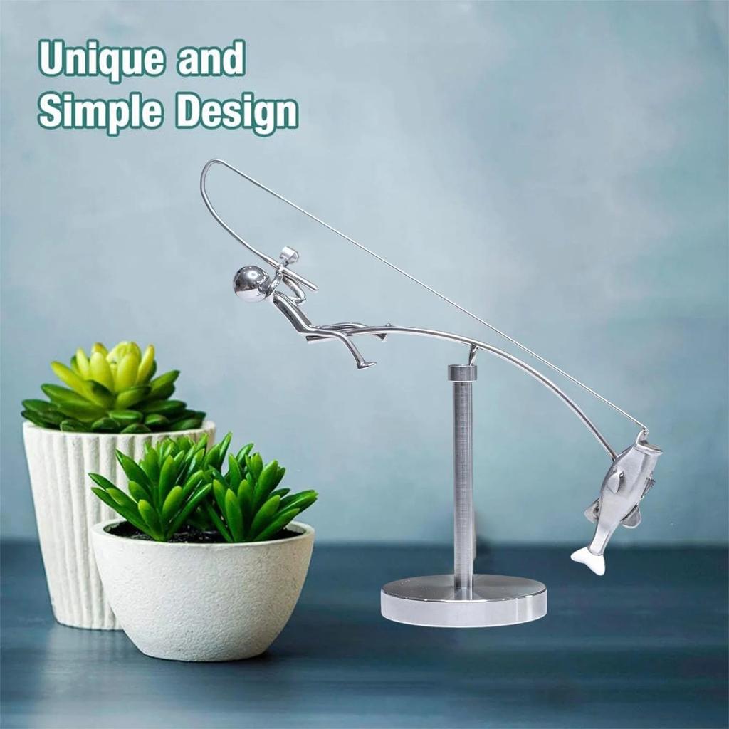 Fishing Sculpture - Balance Art For Your Space, Balance Art Sculpture, Fisherman Home Decoration