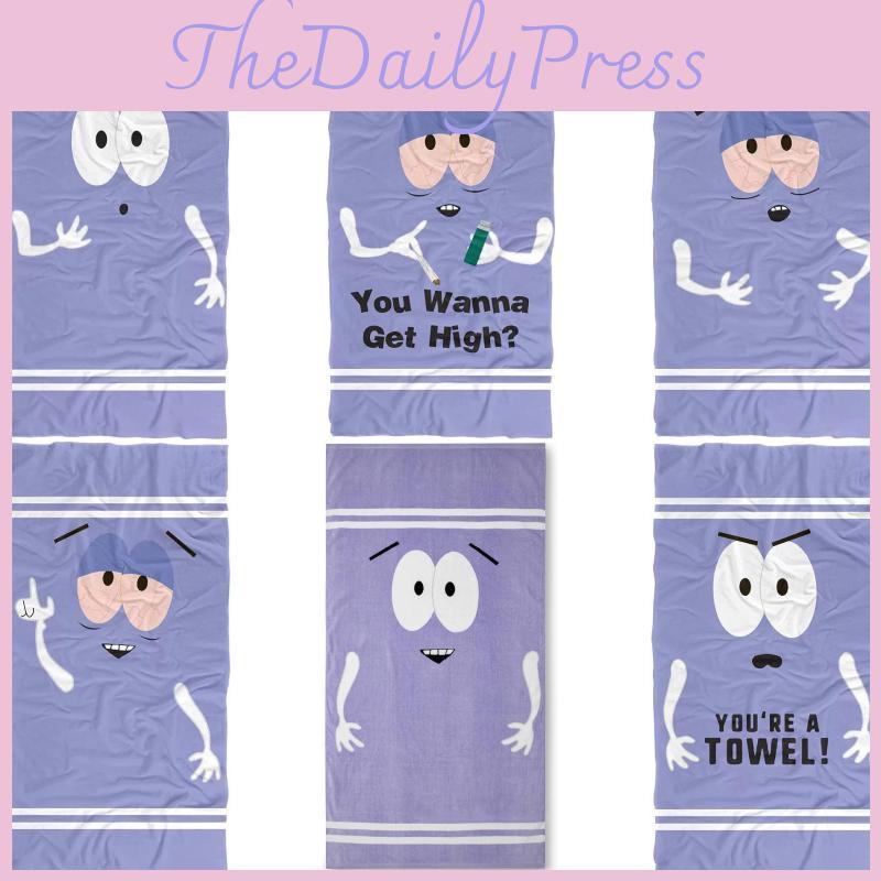 Мультяшное банное полотенце South Park с выразительным рисунком, супервпитывающее, быстросохнущее, для детей, для пляжа