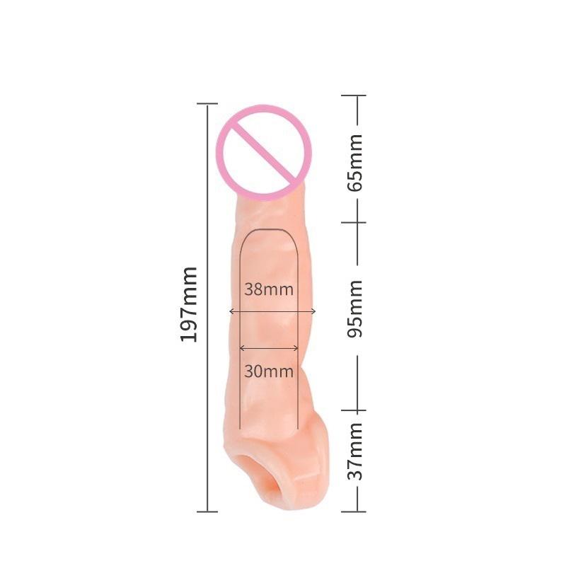 Real Penis Extender Reusable Condom Delayed Ejaculation Penis Sleeve Dick For Male Dildo Lengthening Extender Passionate Sex Toy