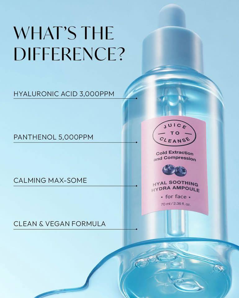 Успокаивающая увлажняющая ампула Juice to Cleanse Hyal Soothing Hydra 70 мл / Питательная, увлажняющая, корейская косметика, K-beauty