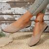 Women's Pointed Toe Flat Shoes Solid Color Knitted Slip On Shoes Casual Breathable Flats Women Flat Loafers Comfort Ladies Shoes