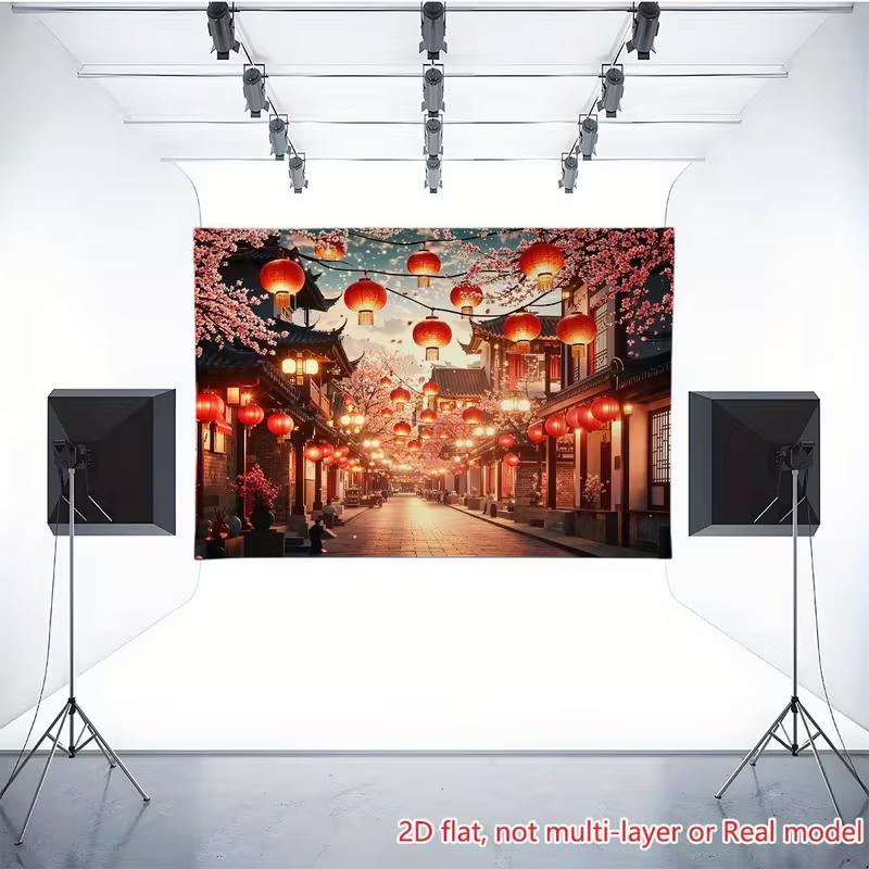 2D Ancient Chinese Street Red Lanterns Photography Background