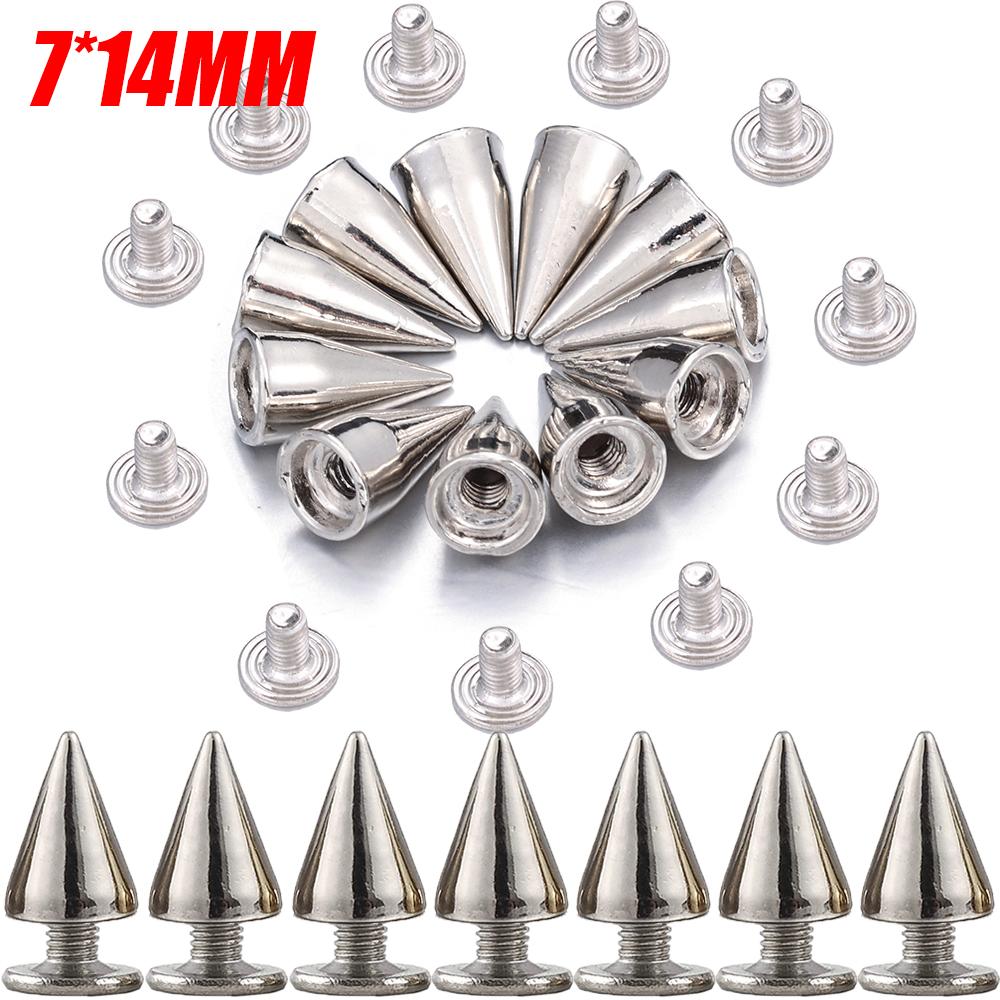 Двойные колпачки Серебряные заклепки Конические гвоздики Серебряные круглые конические шипы DIY Панк Конические гвоздики Обувь Одежда Гвоздь Заклепки Ручной работы