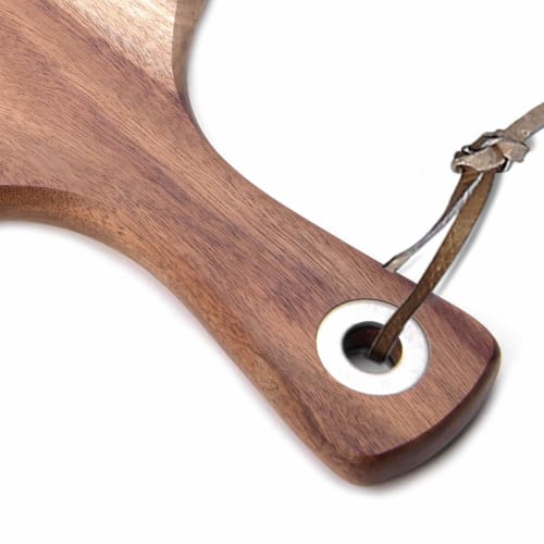 Acacia Wood Pizza Peel, 12-inch Cutting Board, Cheese Paddleboard with Handle for Bread and Cracker Serving and Small Food Prep - 16 x 12 x 0.5 Inches