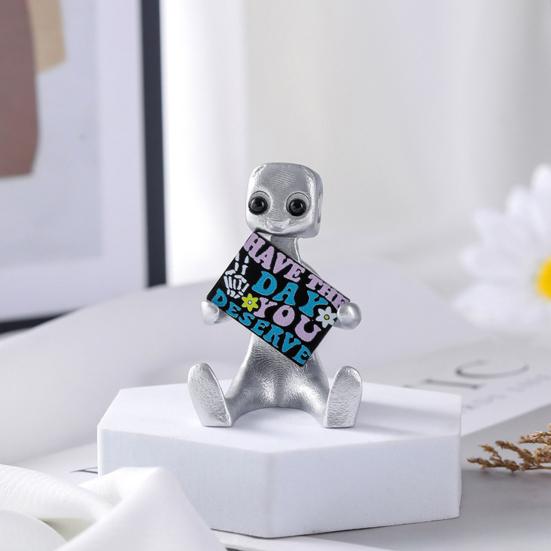 Anxiety Robot Resin Figure with Slogan 'Your Anxiety Is A Lying Hoe' Inspiring
