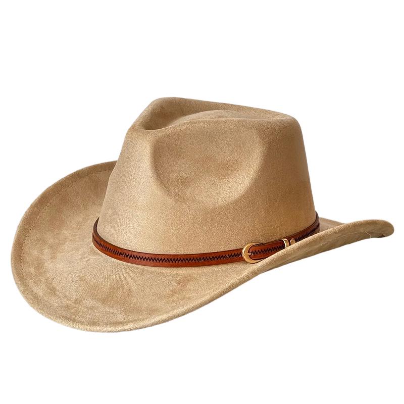 Retro Western Cowboy Hat with Upturned Brim - Unisex Jazz Style, European & American Fashion
