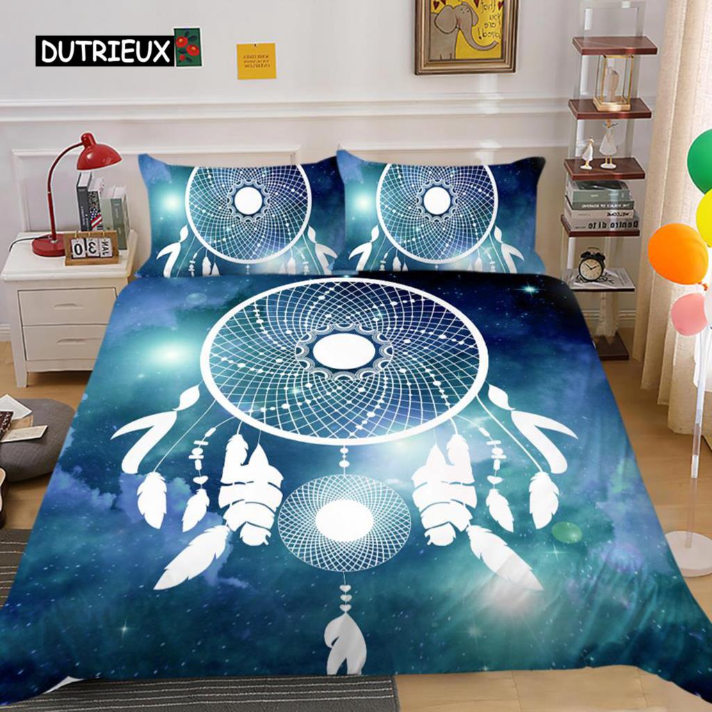 Комплект постельного белья Dream Catcher King Size Pink Boho DreamCatcher для детей и подростков, пододеяльник из микрофибры в стиле бохо с перьями
