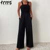 Women's Fashion Casual Solid Color Print Summer Spring Sleeveless Suspenders Square Collar Trousers Jumpsuits & Rompers