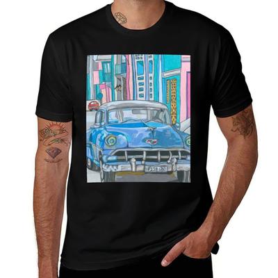 1950s Blue Cuban Car Tshirt Perforunisexce Dry Fit Tshirt