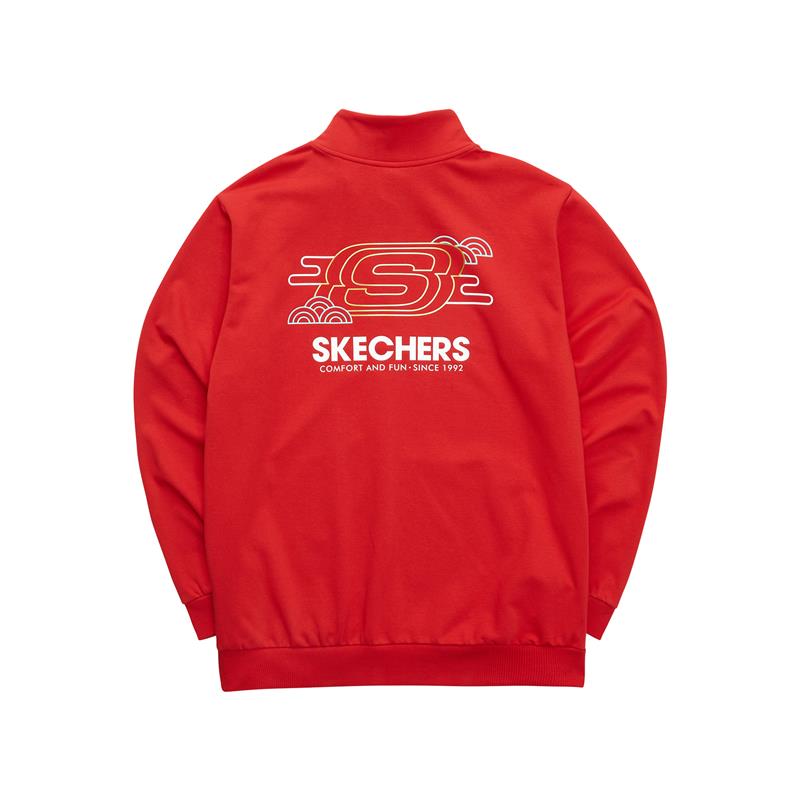 Skechers Серия "Новый год" Принт с логотипом на спине Воротник-стойка Дизайн на молнии Куртка с длинным рукавом Мужские куртки Racing-Red L122M061
