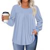 Womens Plus Size Tops Long Sleeve Shirts Round Neck Flowy Tunic Casual Loose Blouse L-5X