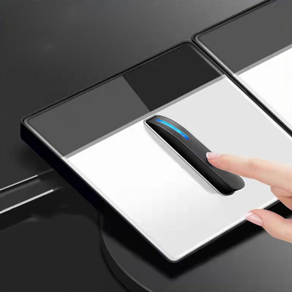 Wall Button Light Switches Tempered Glass Panel LED Switches 1/2/3 Gang Wall Glasses Panel Switches with Led Indicator