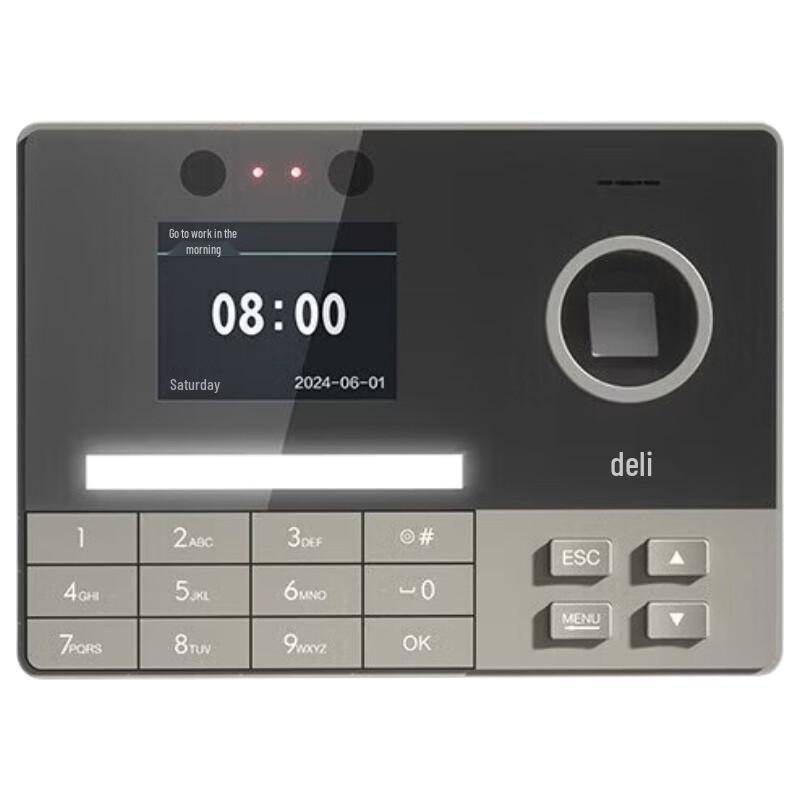 Deli Dynamic Face and Fingerprint Time Attendance Machine CN plug (adapter included)