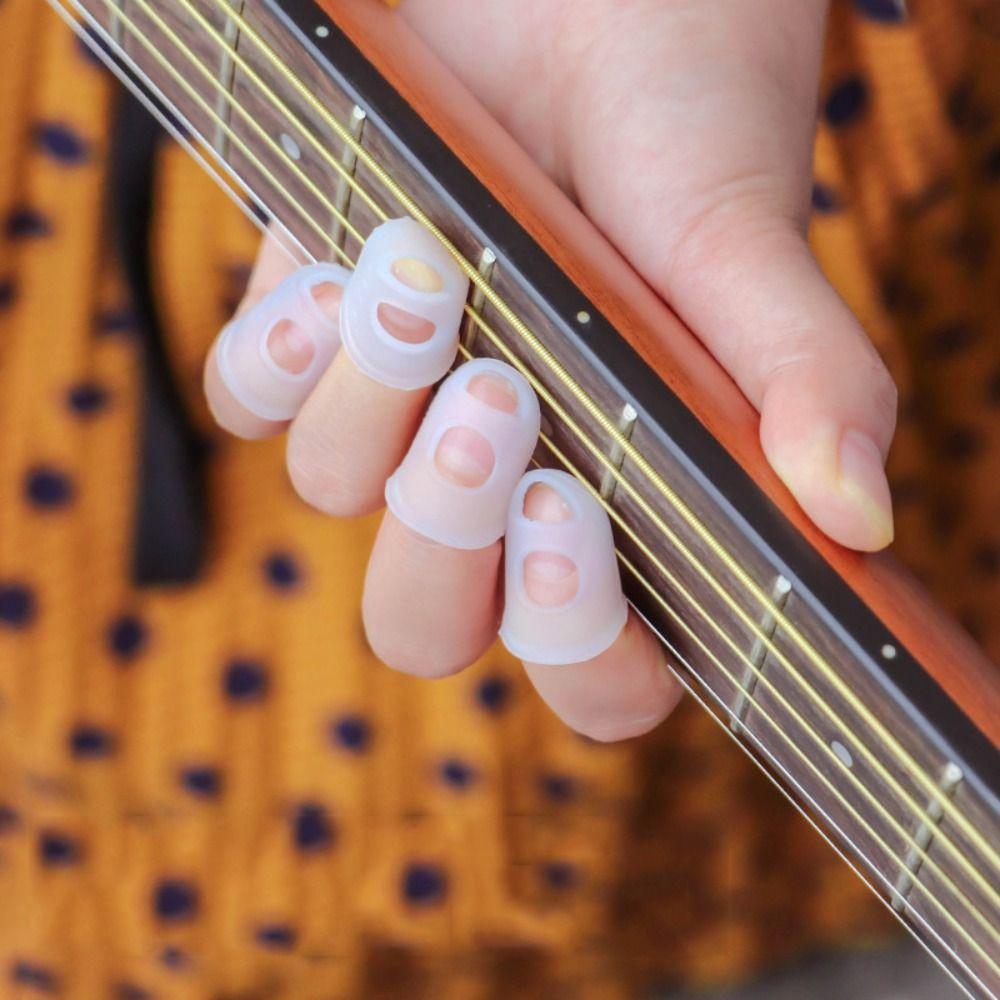 4 шт./комплект резиновые наперстки силиконовые защитные напальчники нескользящие гитарные протекторы для укулеле