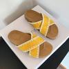 Large size slippers French retro style cross belt flat bottom cool slippers women's casual versatile beach cool slippers
