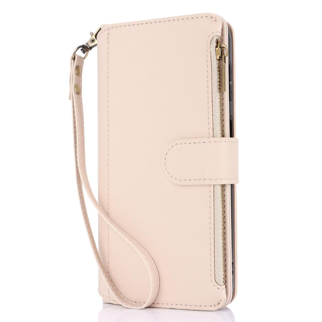 Multi Card Zippered Wallet with Short Hand Rope and Long Hanging Rope Phone Cover Case for iPhone Series/Samsung Series