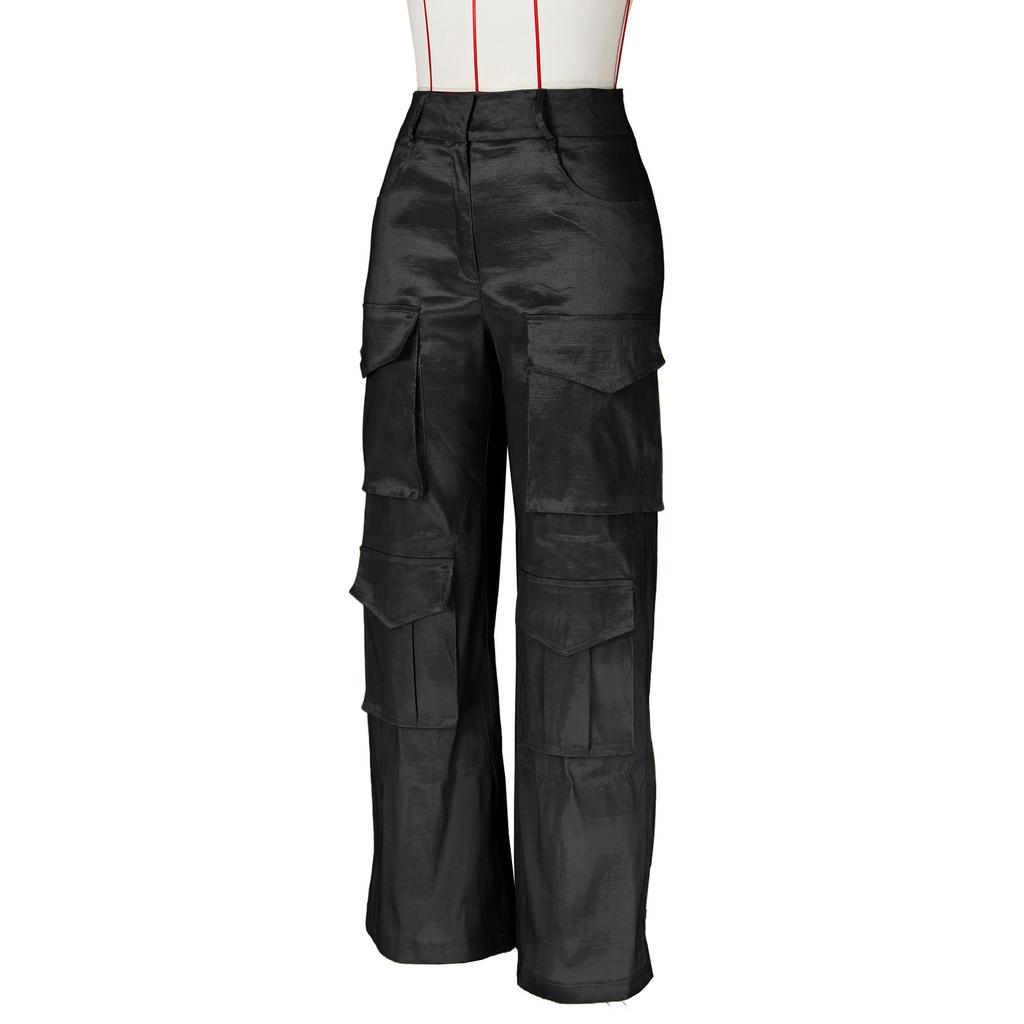 Весенне-летние женские брюки, модные повседневные однотонные брюки для рабочей одежды с несколькими карманами