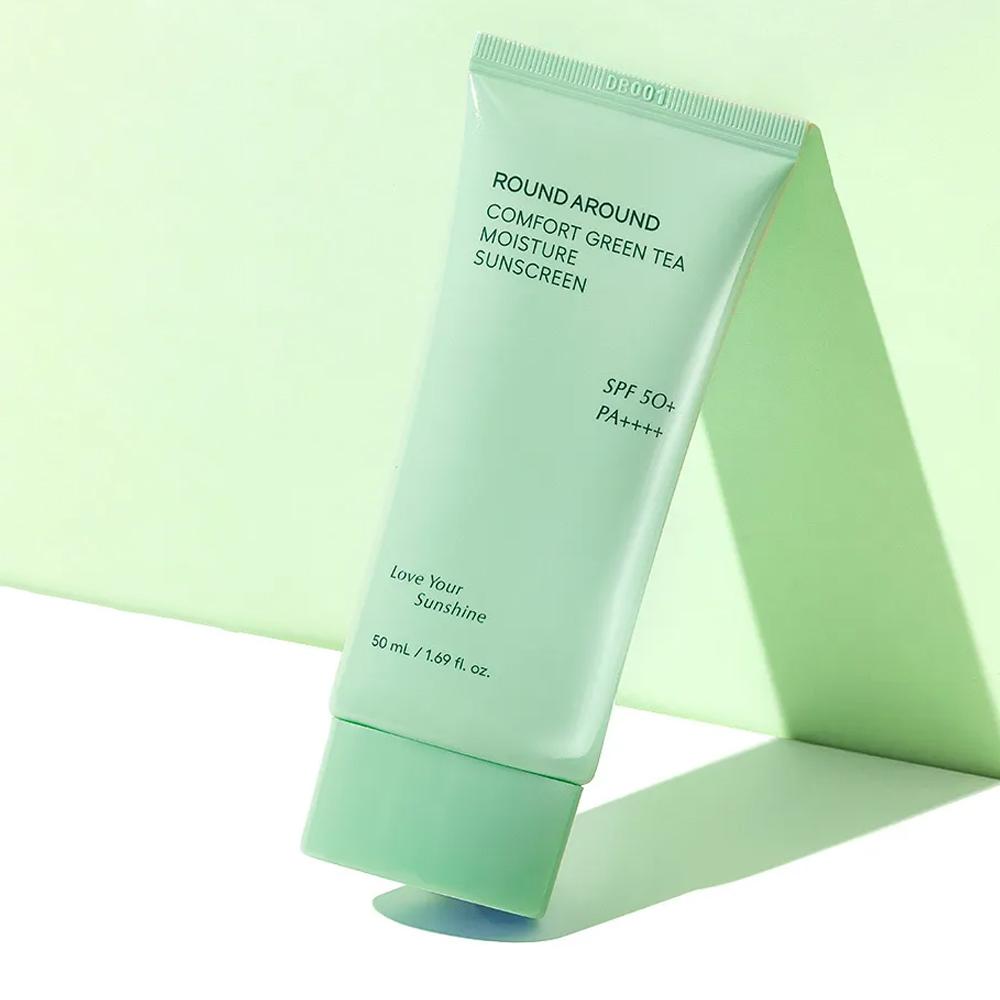 ROUND A'ROUND Увлажняющий солнцезащитный крем Комфорт Зеленый чай (1 + 1) SPF 50+ PA++++ 50 мл*2 шт.