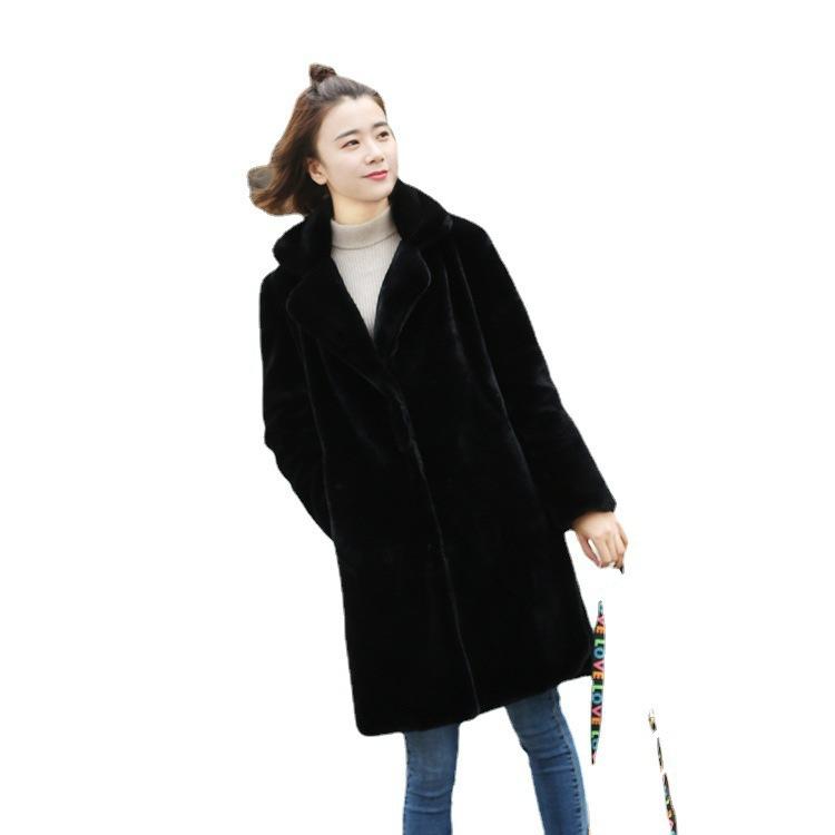 Autumn and winter new coat women's medium and long wool coat slim and thin long sleeves white pink chenille