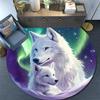 White Wolves Round Area Rug,Carpet Rug for Living Room Bedroom Sofa Playroom Decor,Non-slip Floor Mat