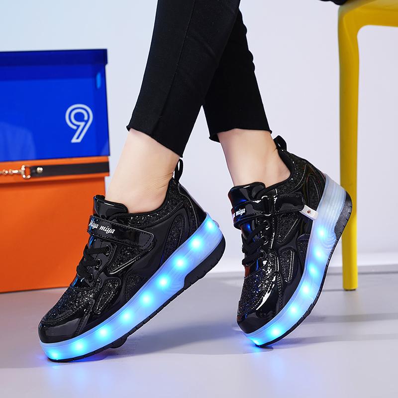 TUINANLE Детские туфли для мальчиков и девочек с мигающими роликовыми коньками, детская обувь со светодиодной подсветкой, светящиеся колеса