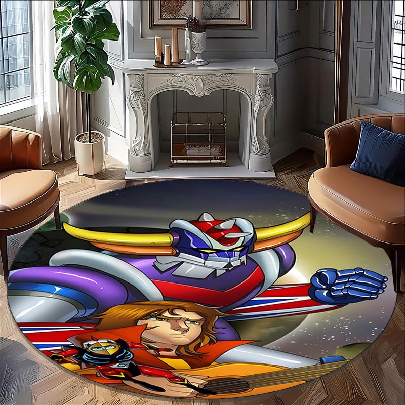 1pc UFO Robot Grendizer3 Print Round Carpet Chair Round Carpet Suitable for Bedroom Living Room Home Decorative Carpet