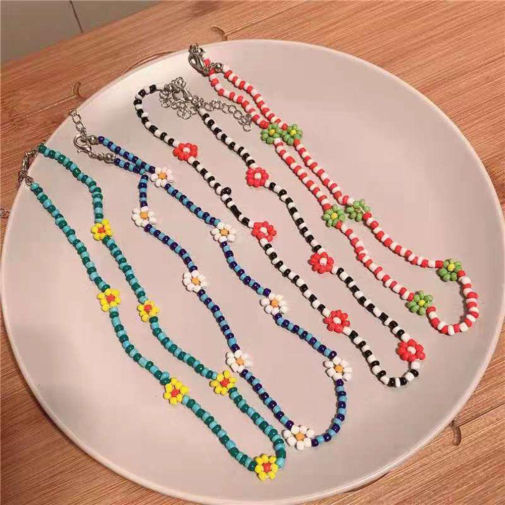 Милое короткое колье-чокер в стиле бохо с маргаритками для отпуска, женское ожерелье с цветами и бусинами, ожерелье на ключицу