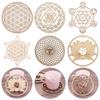 Handmade Coasters Slice Wood Base Flower Of Life Energy Mat Flower of Life Shape Wooden Wall Sign