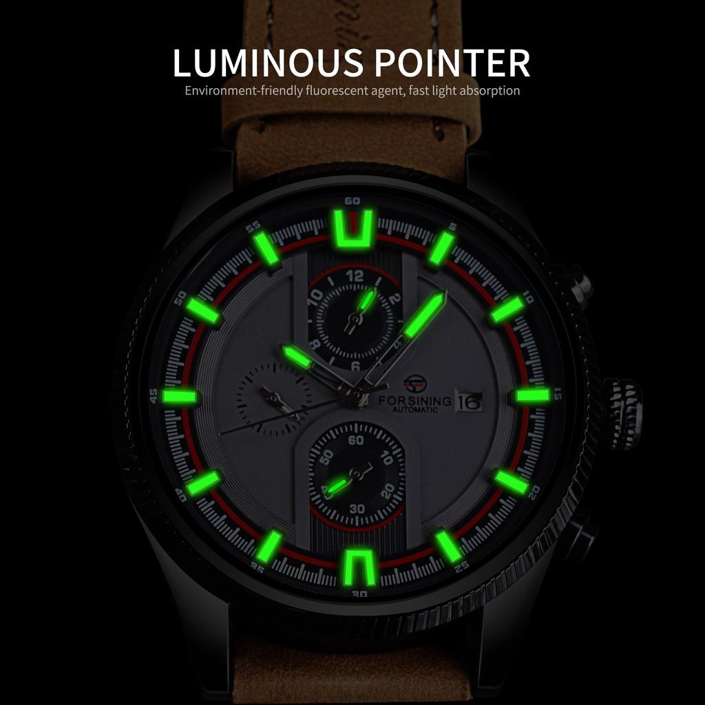 Forsining водонепроницаемые кожаные наручные часы в стиле милитари мужские автоматические механические наручные часы лучший бренд уличные часы с календарем