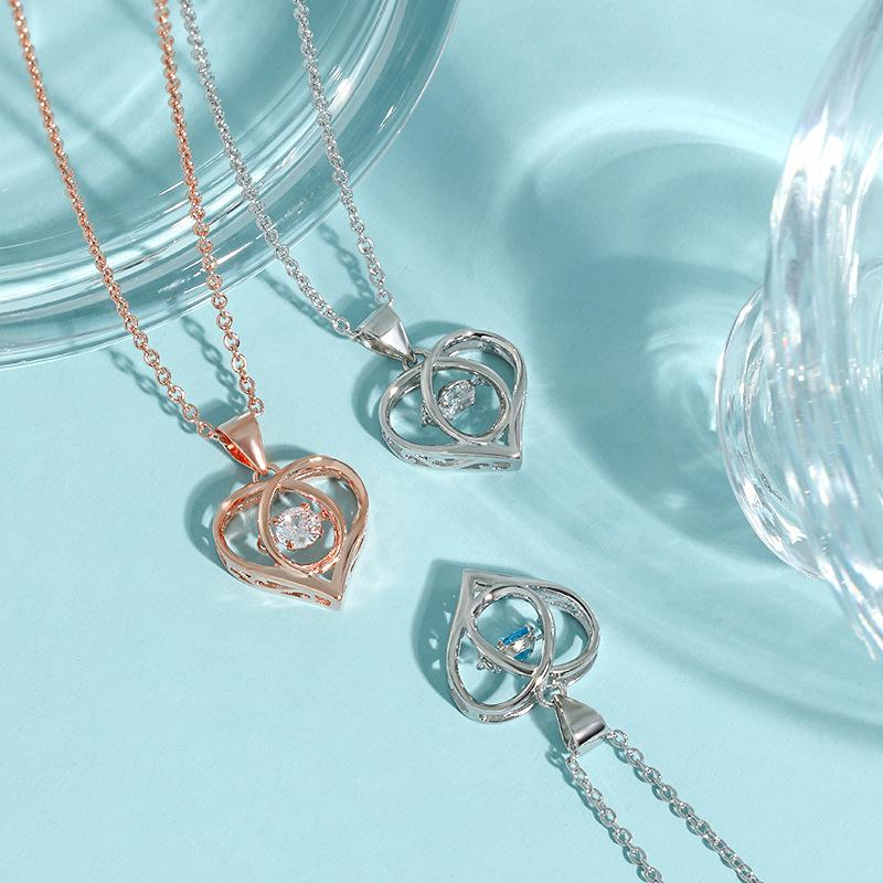 Умное ожерелье с подвеской в виде сердца Фестиваль Циси Отправить девушке цветное бриллиантовое бьющееся сердце Корейская версия простого ожерелья с сердцем