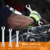 3 Pcs Metric Flare Nut Spanner Set Double End Open Ring Spanner Set Chrome Vanadium Steel Brake Line Wrench for Mechanics