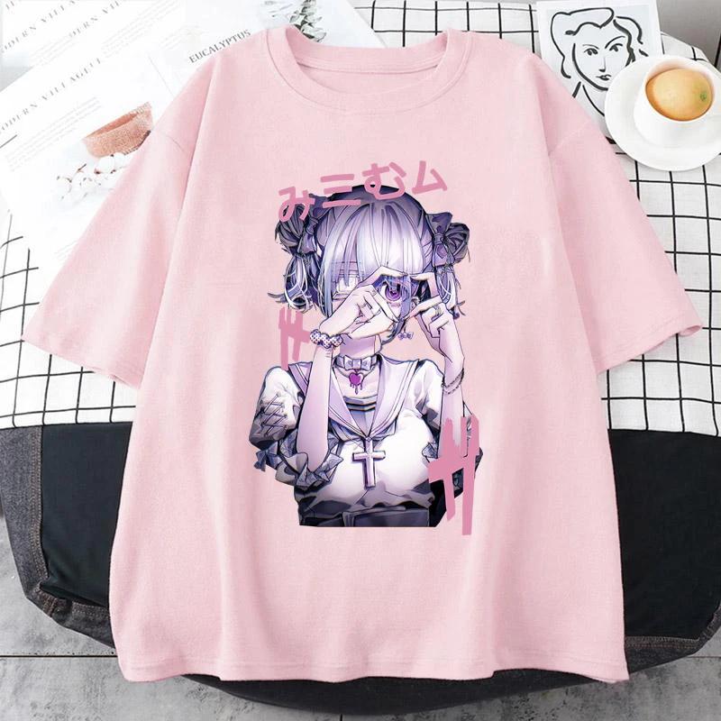 Футболка Kurono Kyou Anime, летняя спортивная беговая футболка с коротким рукавом, модная свободная спортивная футболка в стиле панк Y2K для девочек и женщин, косплей, футболка