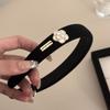 Korean Black Velvet Camellia Flower Headbands for Women Girls Elegant BB Clip Pearl Hairband Headwear Hair Accessories