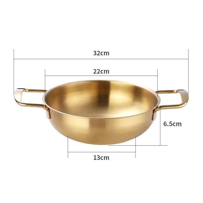 Stainless Steel Seafood Rice Pot Home Cooking Paella Pan Picnic Snack Plates Cookware Saucepan Dry Pots with Handle for Kitchen