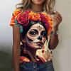 3D Printed Sexy Girls T Shirt For Women Horror Undead Skull Pattern Tees Summer Casual O-Neck Tops Short Sleeves Loose T-Shirts
