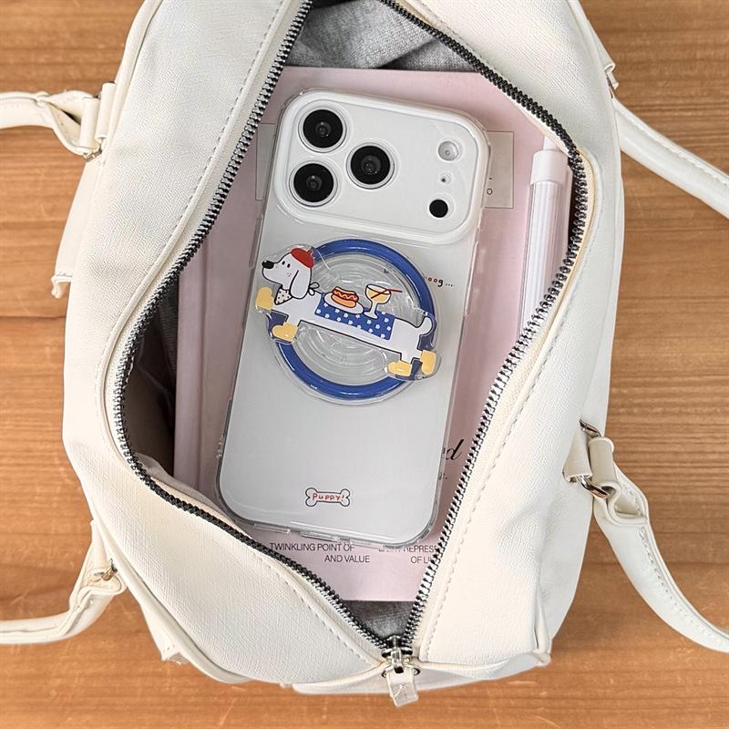 Очаровательная магнитная подставка в виде таксы для iPhone 17/16 Pro Max/15 Pro - Чехол премиального качества