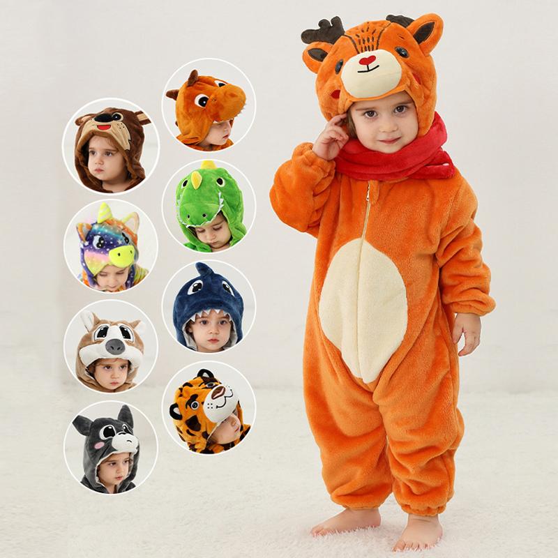 Baby Clothing Shark Dinosaur Onesies Animal Hooded Winter Baby Pajamas Kids Sleepwear Baby Pyjamas
