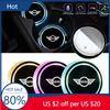 2025 Car Luminous LED Light Coaster Water Cup Mat Holder For BMW Mini Cooper One S JCW F55 F56 F57 F60 Coupe R50 R53 R56 R5