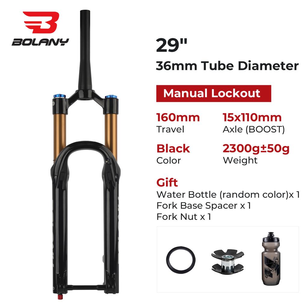 BOLANY MTB Boost Air Fork 27.5/29Inch Suspension Fork 160mm Travel 36mm Tube 15x110mm Mountain Bike Damping Adjustable Bike Fork