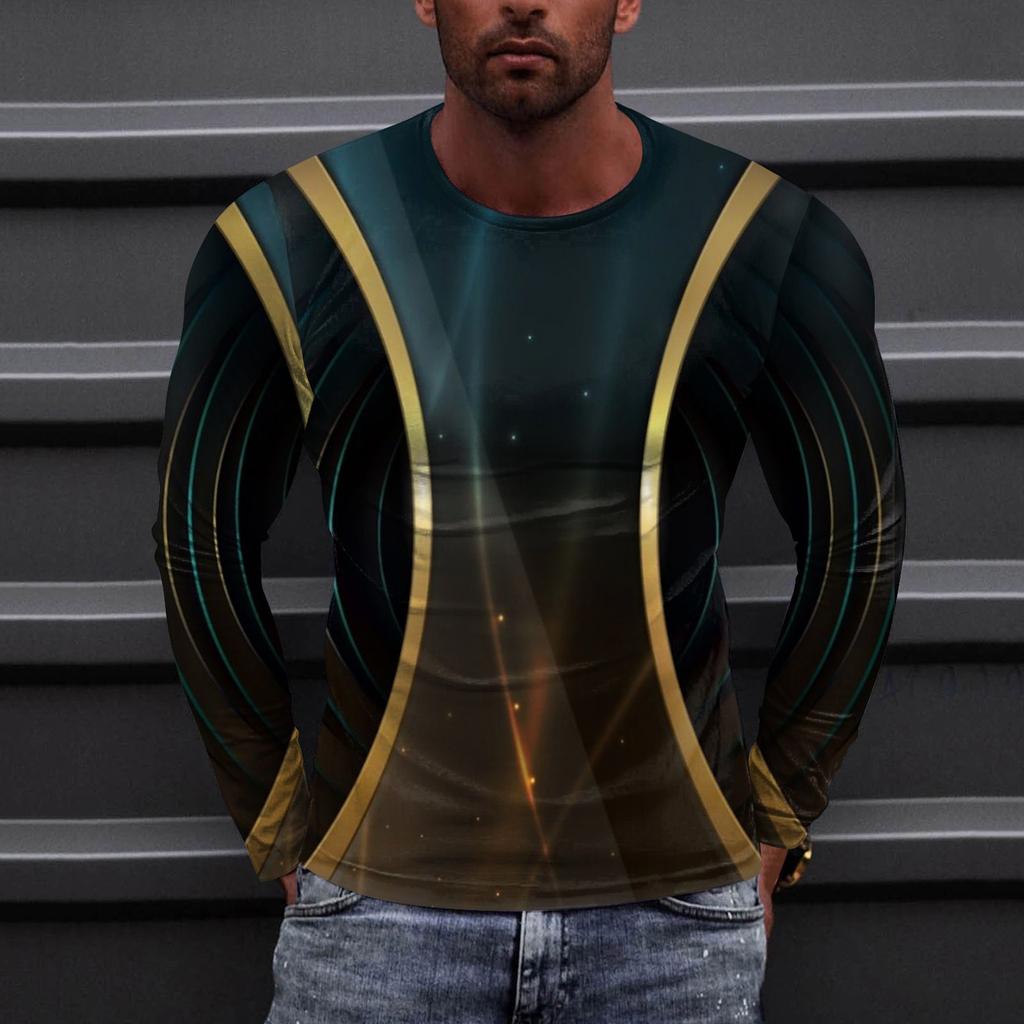 Муж. Футболка Круглый вырез Одежда Одежда На открытом воздухе Длинный рукав С принтом Модельер Винтаж