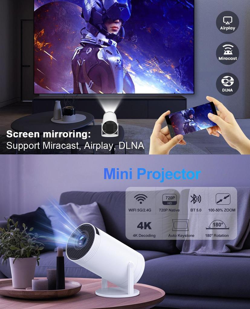 4K MINI проектор телевизор домашний кинотеатр HD True 720P WIFI портативные проекторы кинотеатр Android IOS 1080P для мобильного телефона