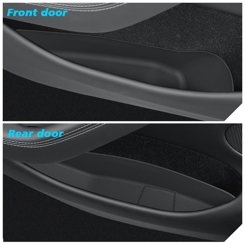TESY For Tesla Model YL Y Launch Juniper Standard Car Door Side Storage Box Front Rear TPE Door Storage Organizer Tray