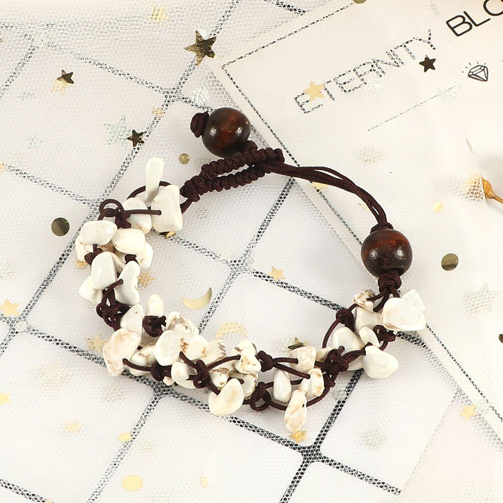Braided Design Braided Bracelet Adjustable Length Ankle Chain Crushed Stone Bracelet  for Men