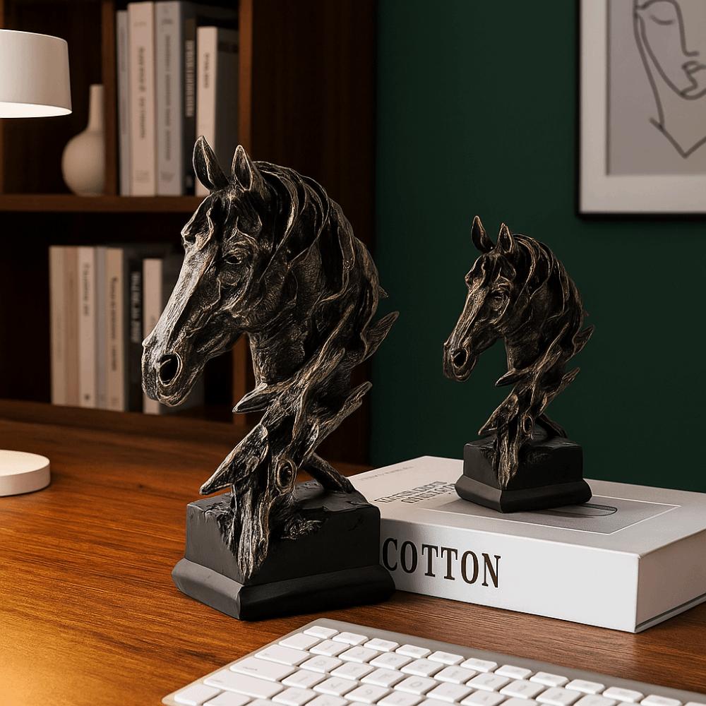 Modern Animal Sculpture Art Miniatures Figurine Micro Landscape Horse Head Statue  Cabinet