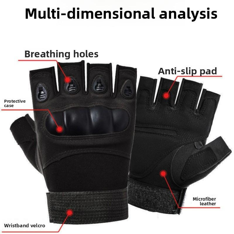 Motorcycle Gloves Men And Women Outdoor Half Finger Protective Sports Training Outdoor Cycling Winter Gloves